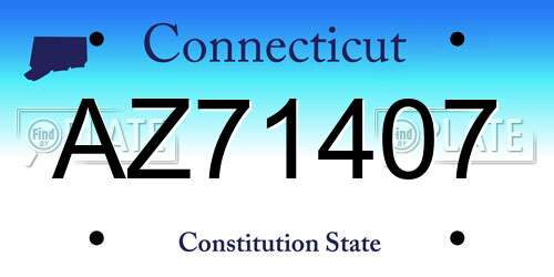 AZ71407 Connecticut License Plate