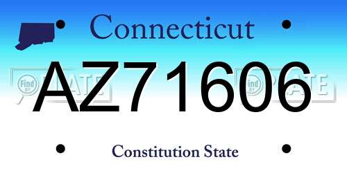 AZ71606 Connecticut License Plate