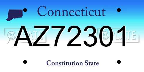 AZ72301 Connecticut License Plate
