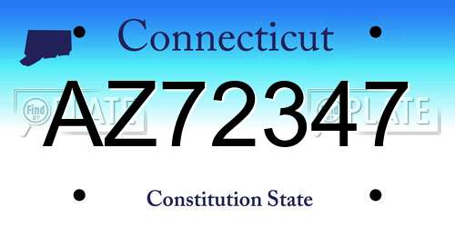 AZ72347 Connecticut License Plate