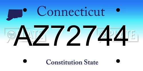 AZ72744 Connecticut License Plate