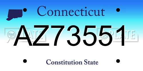 AZ73551 Connecticut License Plate