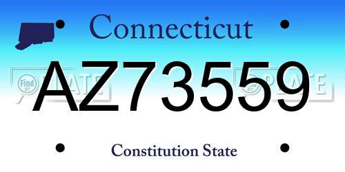 AZ73559 Connecticut License Plate