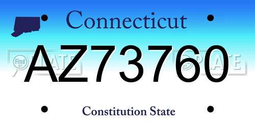 AZ73760 Connecticut License Plate