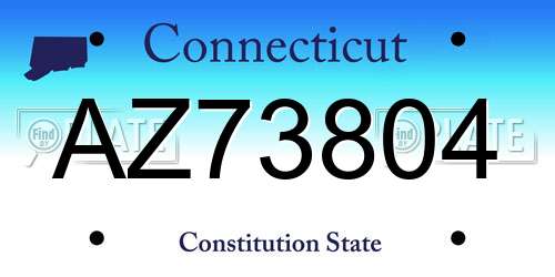 AZ73804 Connecticut License Plate