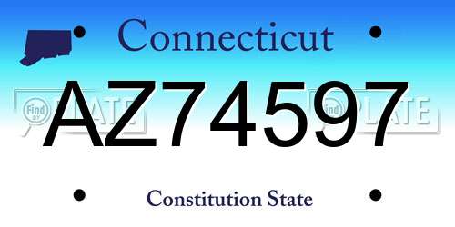 AZ74597 Connecticut License Plate