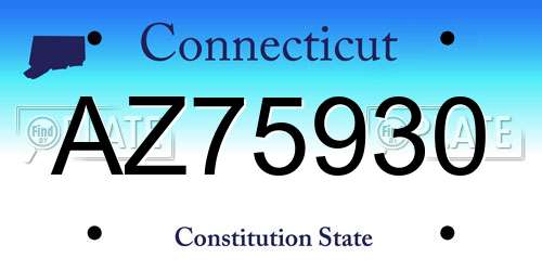 AZ75930 Connecticut License Plate