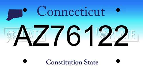 AZ76122 Connecticut License Plate
