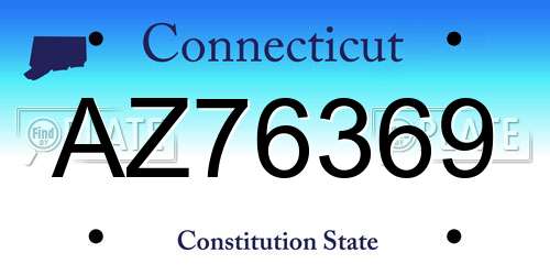 AZ76369 Connecticut License Plate