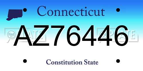 AZ76446 Connecticut License Plate