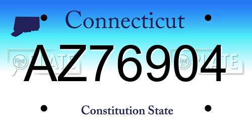 AZ76904 Connecticut License Plate