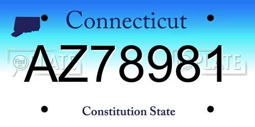 AZ78981 Connecticut License Plate