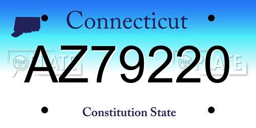 AZ79220 Connecticut License Plate