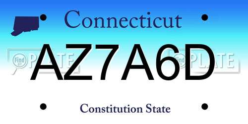 AZ7A6D Connecticut License Plate