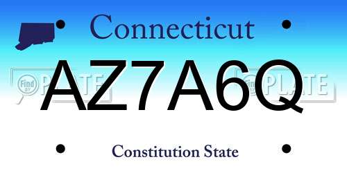 AZ7A6Q Connecticut License Plate