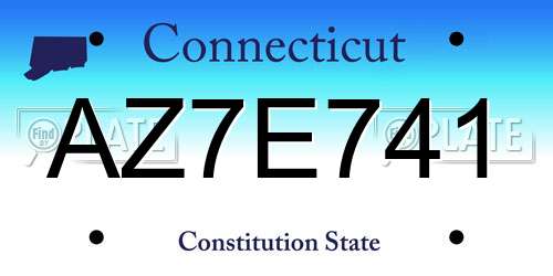 AZ7E741 Connecticut License Plate