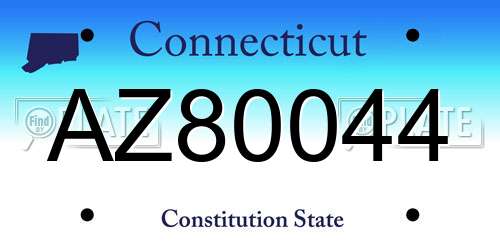AZ80044 Connecticut License Plate