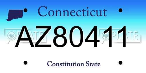 AZ80411 Connecticut License Plate