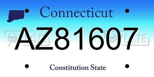 AZ81607 Connecticut License Plate