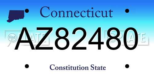 AZ82480 Connecticut License Plate