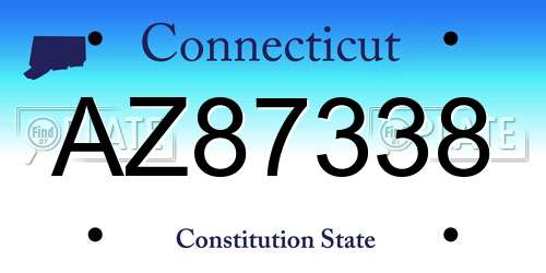AZ87338 Connecticut License Plate