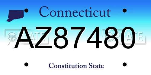 AZ87480 Connecticut License Plate