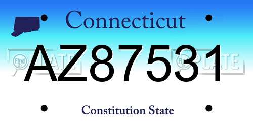 AZ87531 Connecticut License Plate