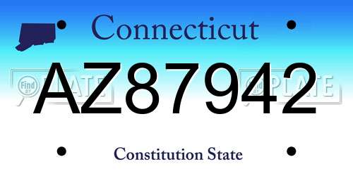 AZ87942 Connecticut License Plate