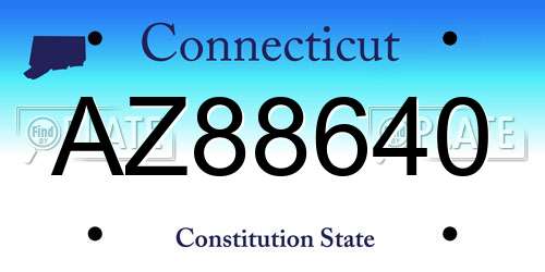 AZ88640 Connecticut License Plate