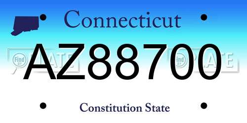 AZ88700 Connecticut License Plate