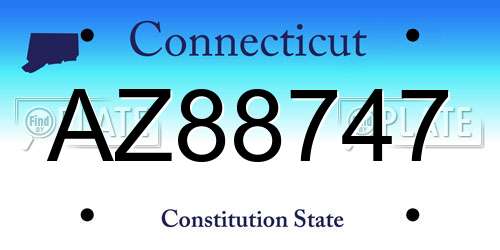 AZ88747 Connecticut License Plate