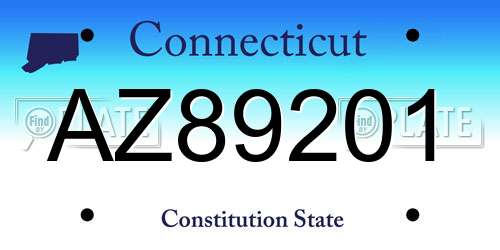 AZ89201 Connecticut License Plate