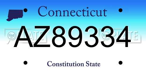 AZ89334 Connecticut License Plate