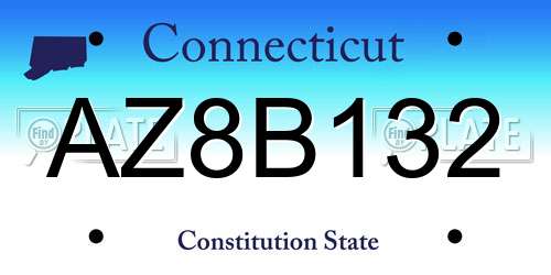 AZ8B132 Connecticut License Plate