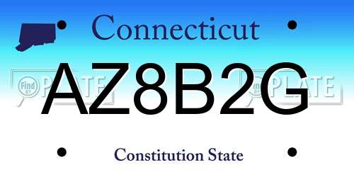 AZ8B2G Connecticut License Plate