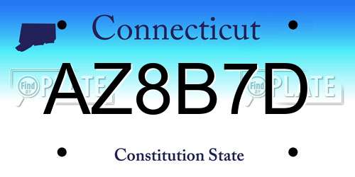 AZ8B7D Connecticut License Plate