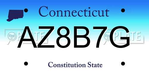 AZ8B7G Connecticut License Plate