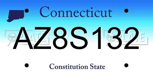AZ8S132 Connecticut License Plate