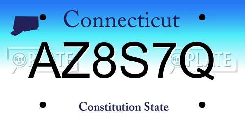 AZ8S7Q Connecticut License Plate