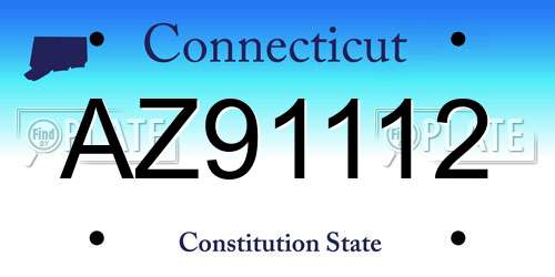 AZ91112 Connecticut License Plate