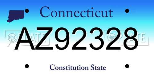 AZ92328 Connecticut License Plate
