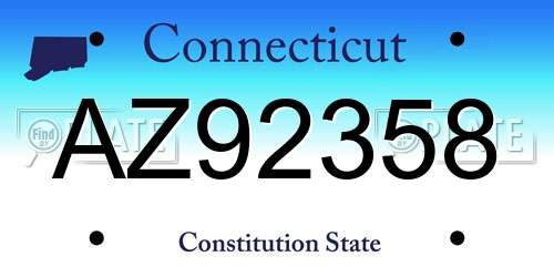 AZ92358 Connecticut License Plate