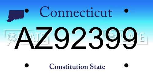 AZ92399 Connecticut License Plate