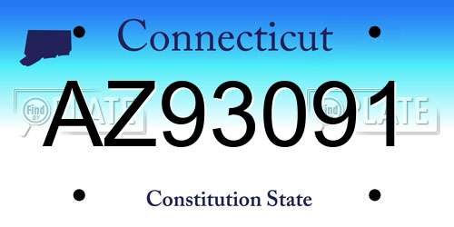 AZ93091 Connecticut License Plate