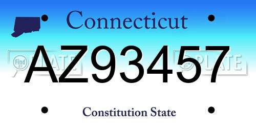 AZ93457 Connecticut License Plate
