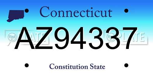 AZ94337 Connecticut License Plate