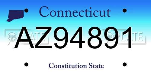 AZ94891 Connecticut License Plate