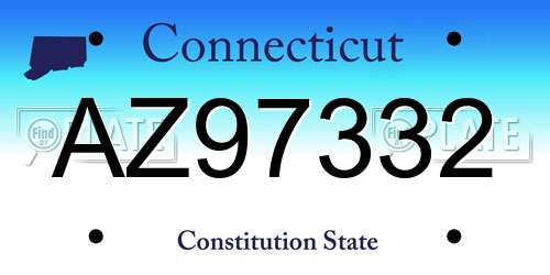 AZ97332 Connecticut License Plate
