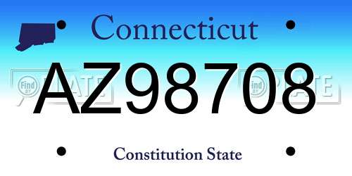 AZ98708 Connecticut License Plate