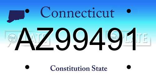 AZ99491 Connecticut License Plate